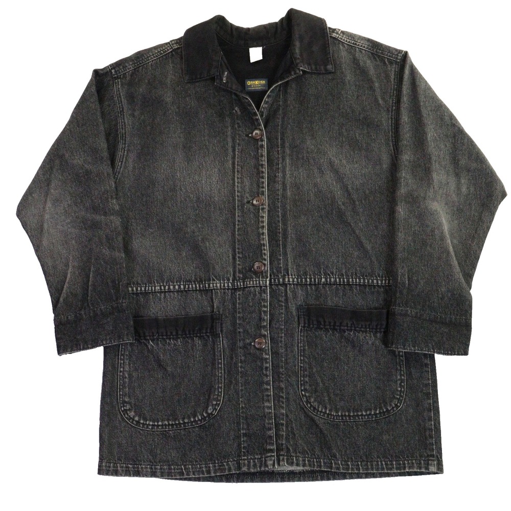 OshKosh B'gosh Chore Coat Railroad Workwear Denim Black Cotton Men M